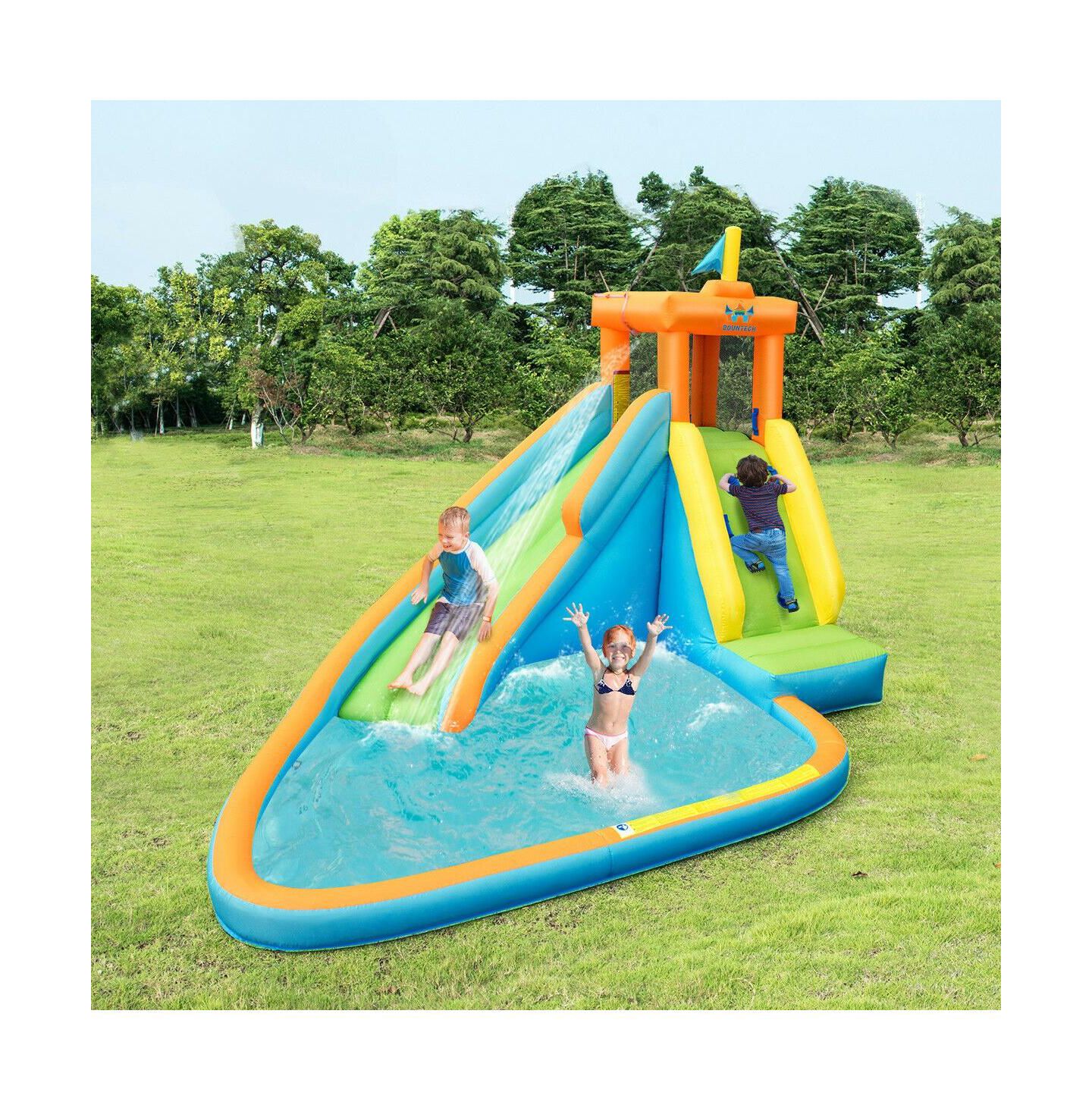 Детская игрушка Mecale Inflatable Water Slide Bounce House with Splash Pool, Ages 3+, цвет: Синий — фото 3