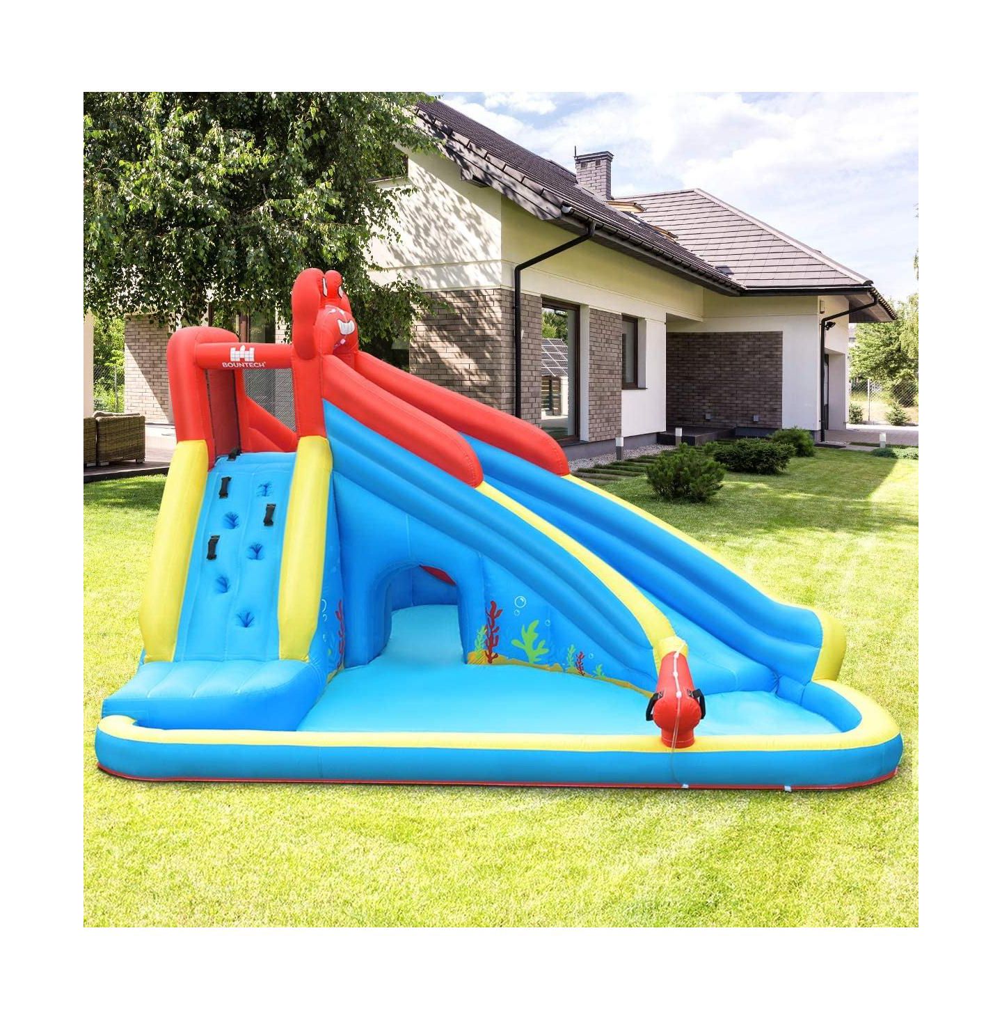 Детские игрушки Mecale Inflatable Water Slide Bounce House with Double Slides, Splash Pool & Water Cannons, Holds 5 Kids, Ages 3-12, цвет: Синий — фото 2