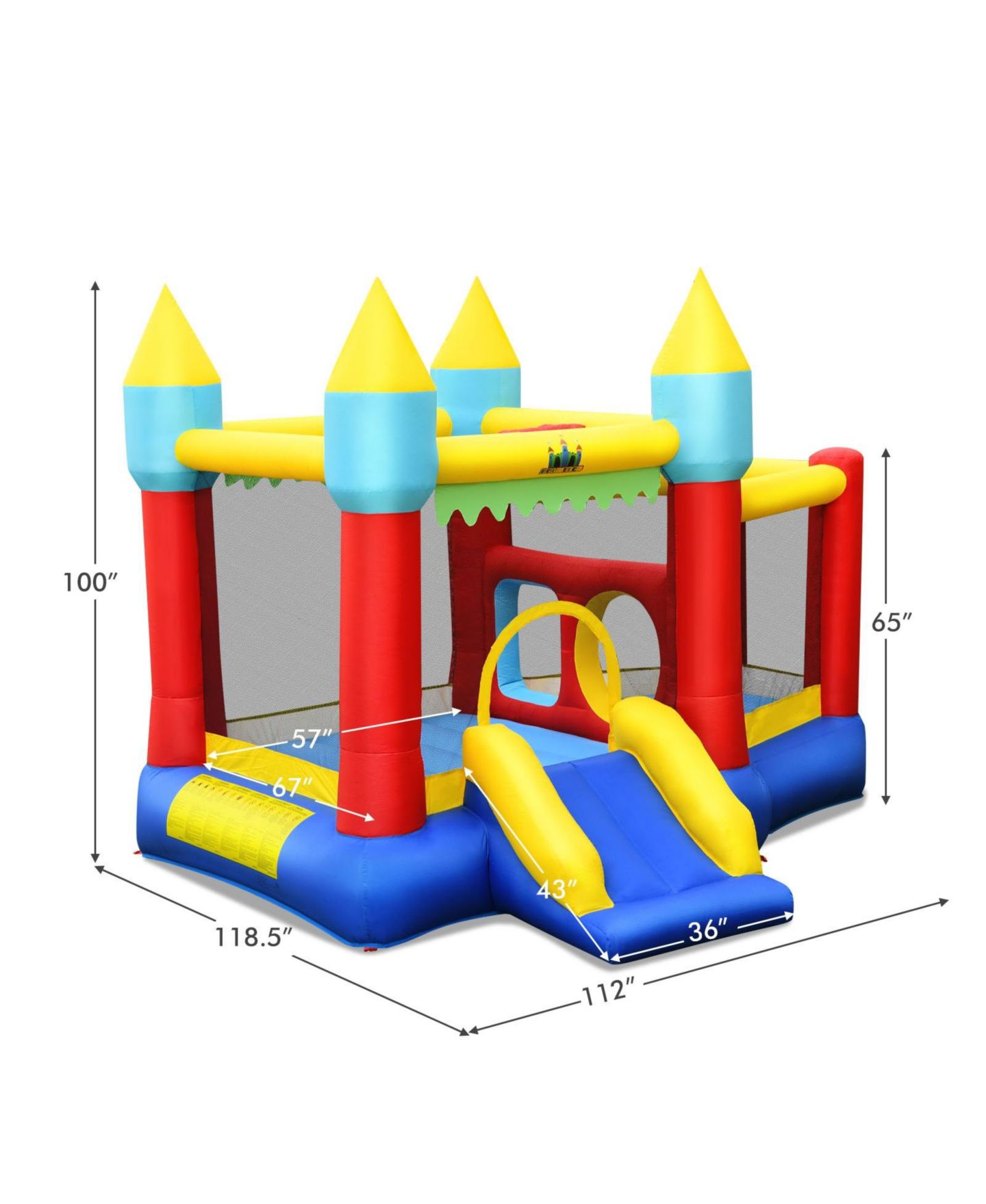 Детская игрушка Mecale Inflatable Bouncer with Slide and Basketball Hoop, 118.5"L x 112"W x 100"H, Oxford Fabric, Accommodates up to 3 Kids, Ages 3+, цвет: Красный — фото 9