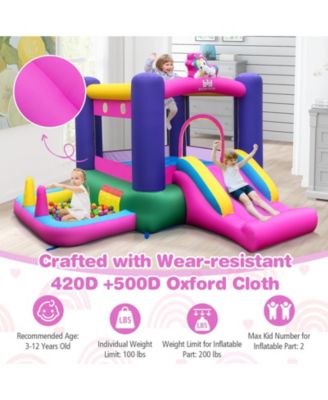 6-in-1 Bouncy Castle Inflatable Bounce House with Slide and Ball Pit with 480W Blower