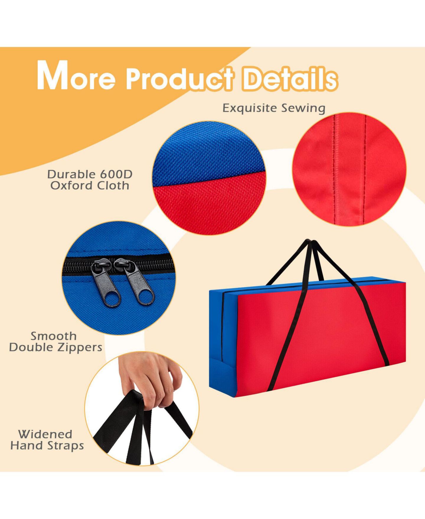 Детские игрушки Mecale 4 in a Row Game Carry Storage Bag with Durable Zipper, цвет: Красный — фото 6