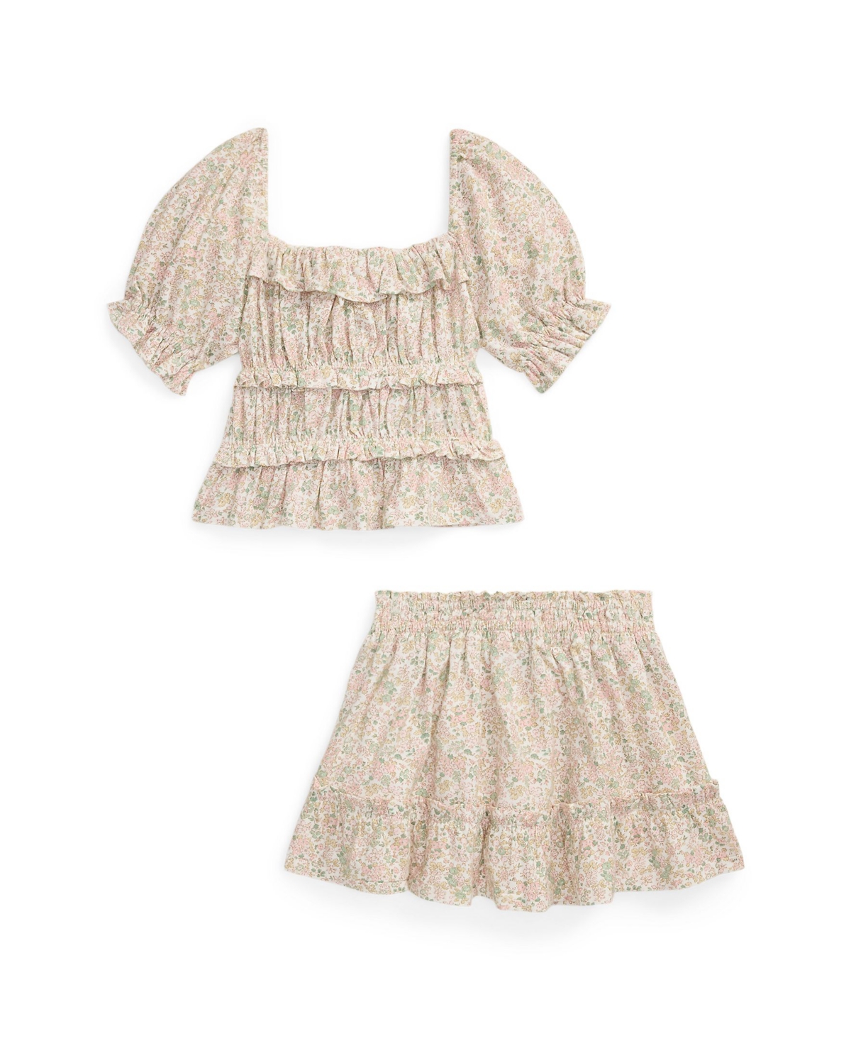 Polo Ralph Lauren Big Girls 2-piece Floral Top And Skirt Set