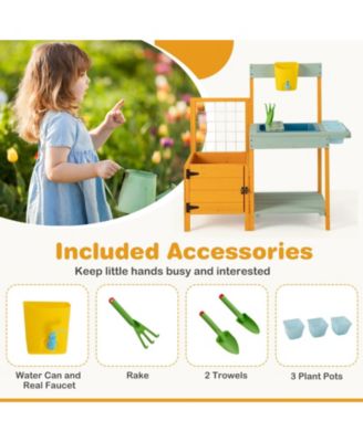 Kids Outdoor Potting Bench with See-Through Window