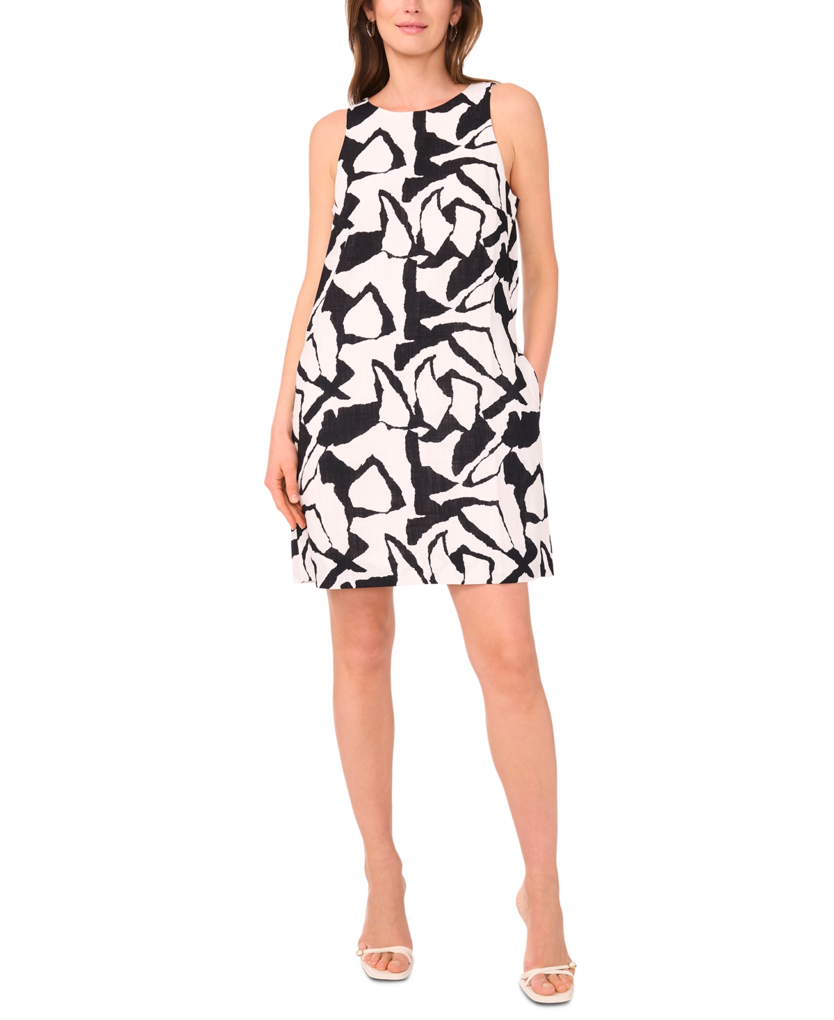 Women's Printed Boat-Neck Shift Dress - Lucient White