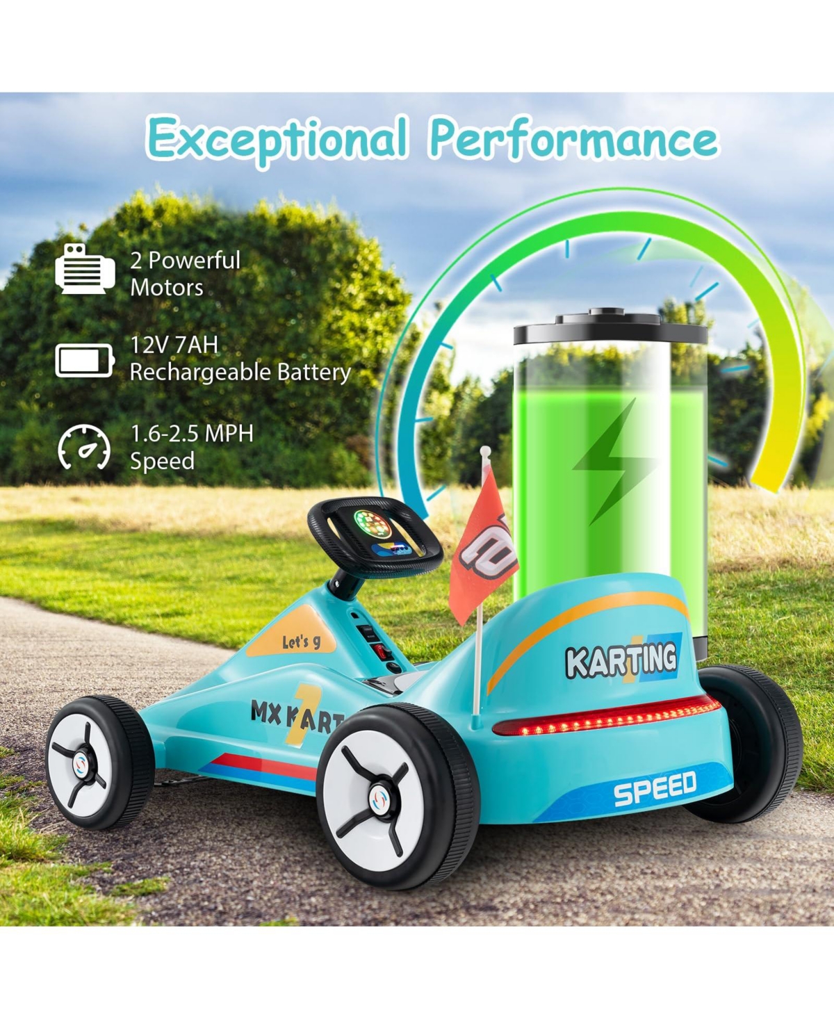 12V Electric Go Kart for Kids Race Toy with Remote Control and Music