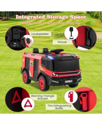 12V Kids Ride on Fire Truck 2-Seater with Remote Control and Water Gun