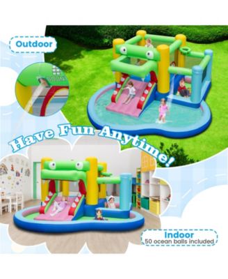 Inflatable Bounce House with Slide and Splash Pooland and 680W Blower