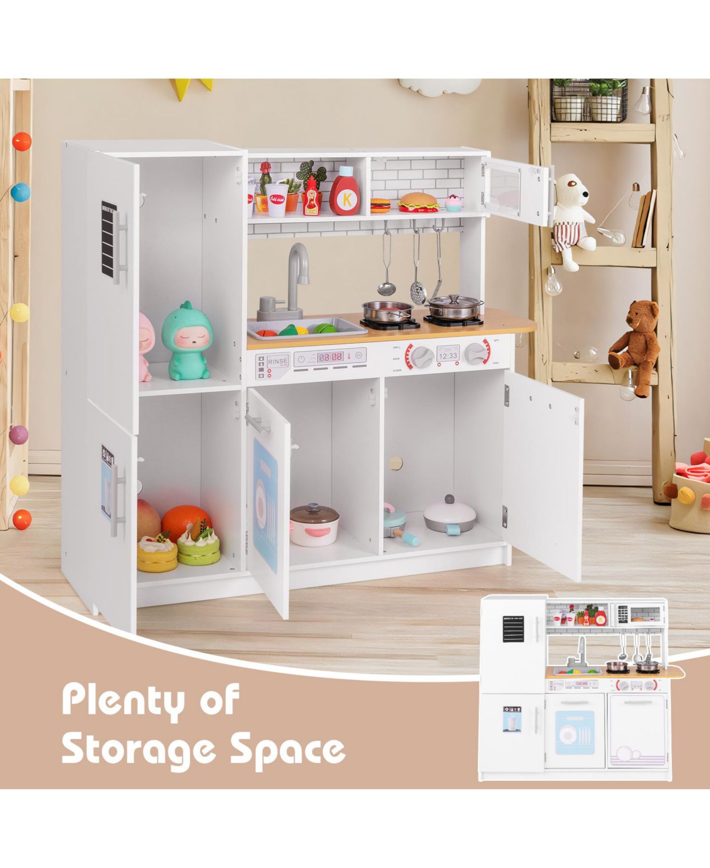 Детская игрушка Mecale Pretend Play Kitchen with Stove, Ages 3+, цвет: Белый — фото 5