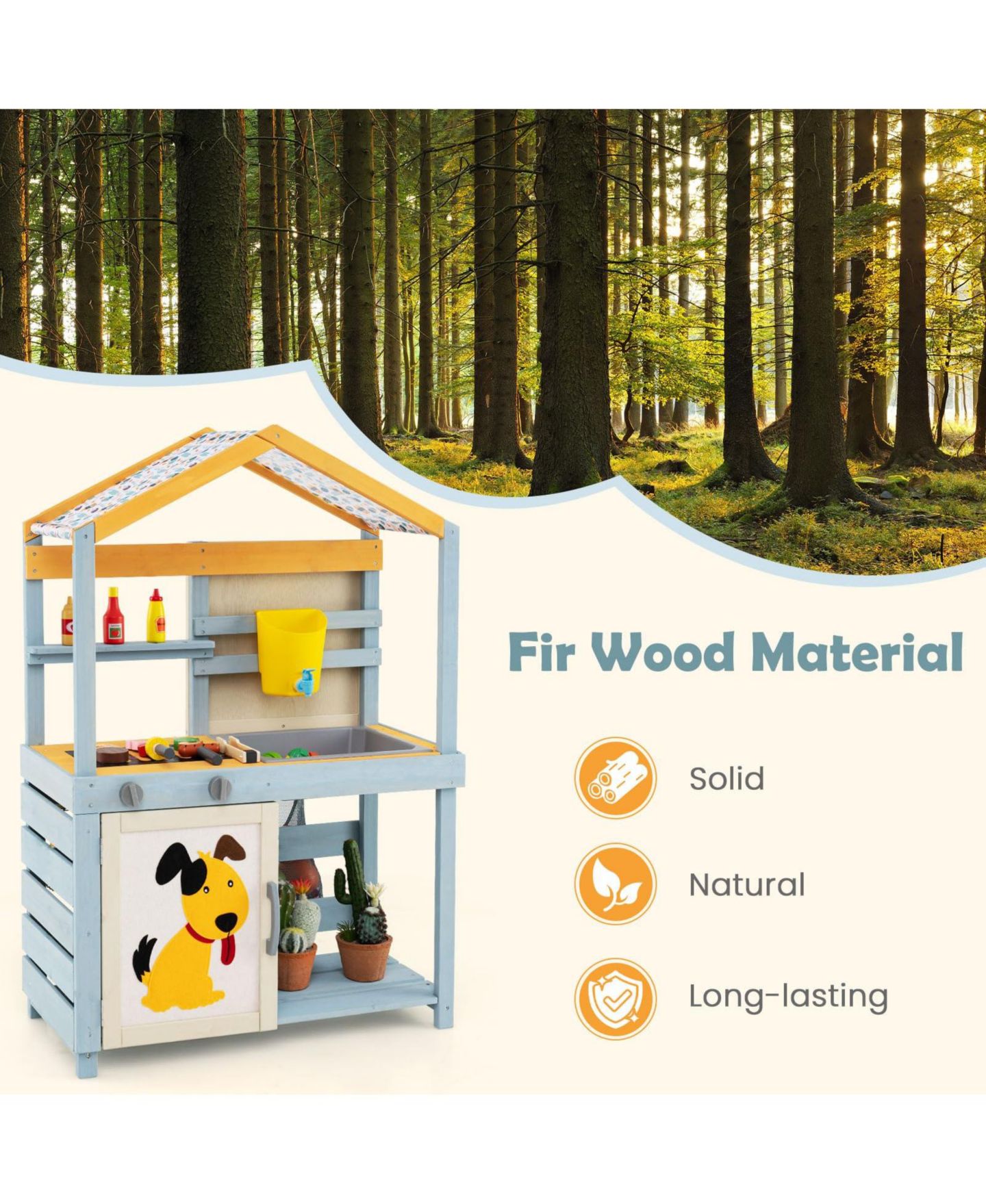 Детский игровой набор Mecale Double-Sided Mud Kitchen 2-in-1 Playset, Ages 3+, цвет: Серый — фото 7