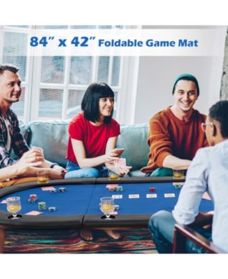 Portable 84 x 42 Inch 10-Player Foldable Padded Poker Table Top