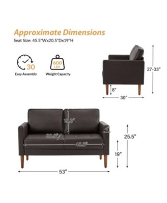 Drake Mid-century Modern Faux Leather Sofa with Movable Backrest Cushions