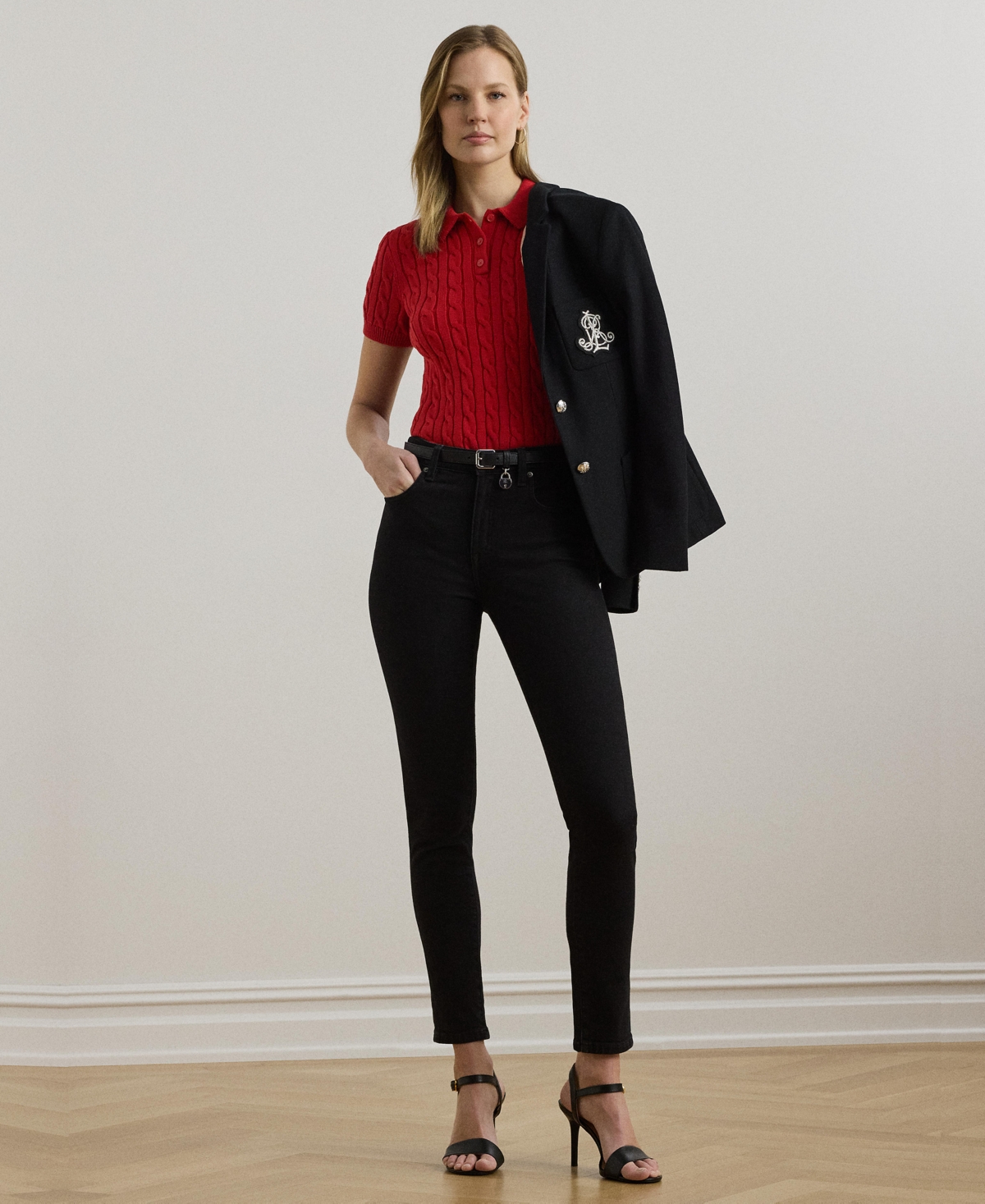 Ralph Lauren Women's Cable-knit Polo Shirt In Red