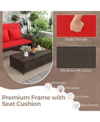 Patio Adjustable Wicker Daybed with 4-Level Backrest and Soft Cushions