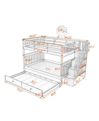 Streamdale Stairway Full-Over-Full Bunk Bed with Trundle & Storage