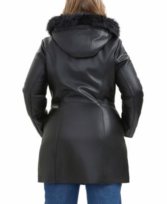 Plus Size Greta Leather Parka Coat