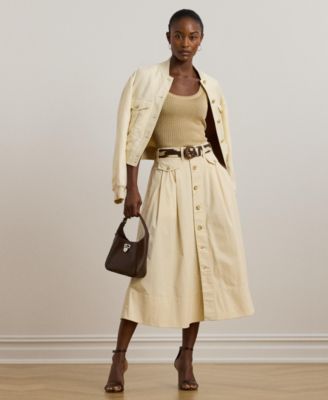 Lauren Ralph Lauren - Women's Button-Front Micro-Sanded Twill Skirt