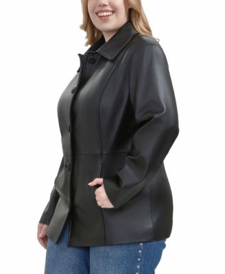 Plus Size Dana Leather Car Coat