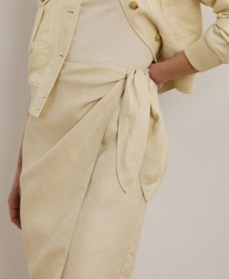 Women's Linen-Blend Twill Wrap Skirt