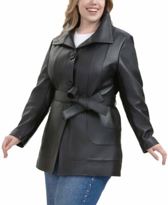 Plus Size Erika Leather Coat