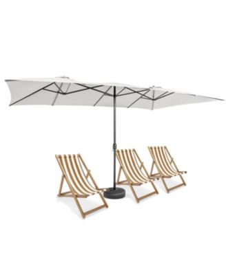 Gymax - 15FT Double-Sided Market Umbrella Large Crank Handle Vented Twin Patio Light beige