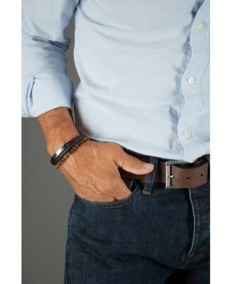 Beaded and Leather 3 Strand Bracelet