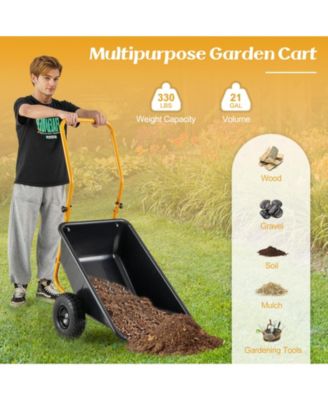 Dual-Wheel Wheelbarrow Garden Utility Cart with Pneumatic Tires-Black