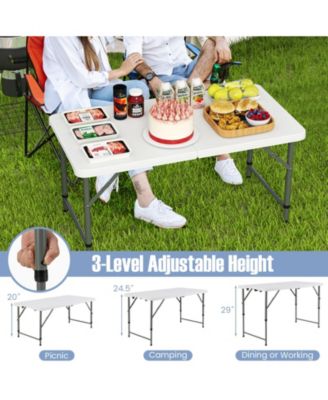4 Feet Portable Camping Table with HDPE Tabletop and Metal Legs