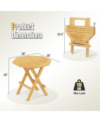 Teak Wood Octagon Coffee Table with X-shaped Legs and Slatted Tabletop