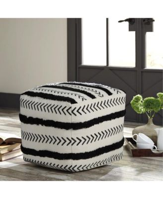 18" White 100% Cotton Ottoman