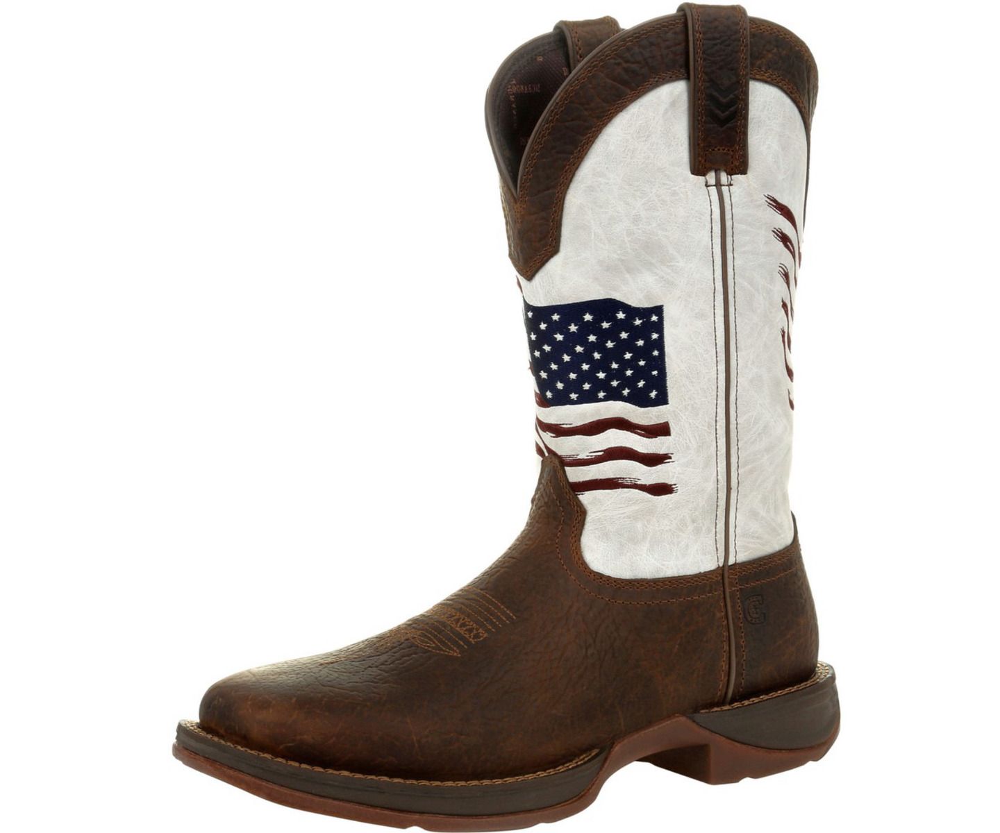 Мужские ботинки Durango Rebel by Distressed Flag Embroidery Western Boot, цвет: Коричневый / Белый — фото 6
