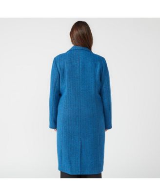 Plus Size Maris Blue Long Below Knee Coat