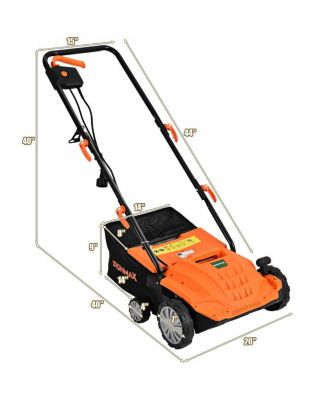 13 Inch 12 Amp Electric Scarifier with Collection Bag and Removable Blades-Orange