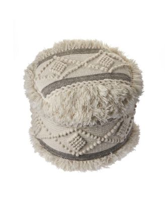 Round Wool Ottoman for Comfortable Footrest and Living Room Seating