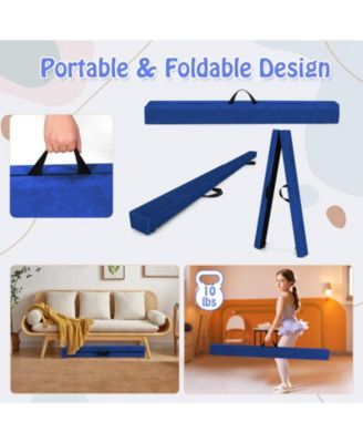 Folding Balance Beam with Solid Wood Base and Anti-slip Bottom