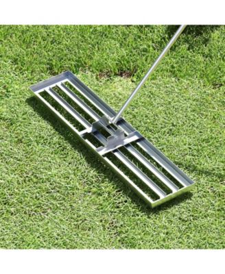 42 x 10 Inch Lawn Leveling Rake with Ergonomic Handle-Silver