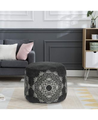 18" Black 100% Cotton Ottoman
