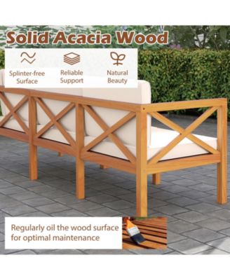 Outdoor 6 Pieces Acacia Wood Patio Sectional Furniture Set