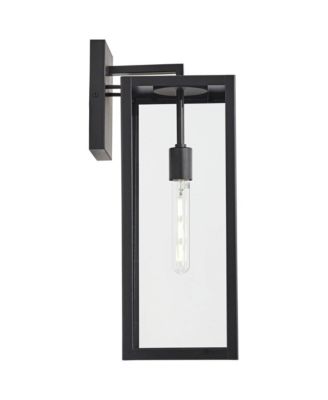 Titan Modern Outdoor Wall Light Fixtures Set of 2 Mystic Black Rectangular Frame 20" Clear Glass for Post Exterior Barn