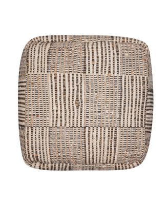Geometric Cotton Pouf – Square Ottoman for Living Room Seating or Boho Style Accent