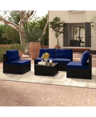 5-Piece Outdoor Patio Furniture Set with Cushions and Coffee Table