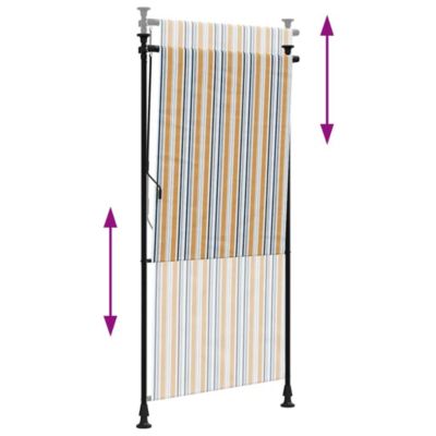 Outdoor Roller Blind Yellow and White 39.4"x106.3" Fabric&Steel