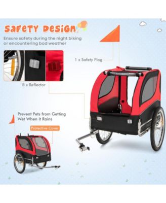 Dog Bike Trailer Foldable Pet Cart with 3 Entrances for Travel
