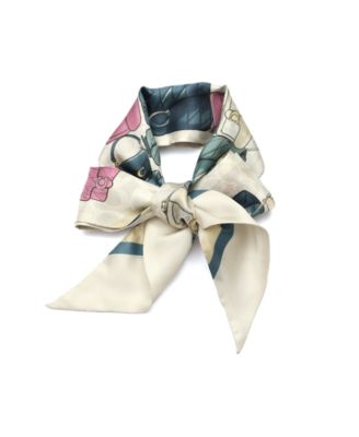 Stacked Tabby Bags Print Silk Skinny Scarf