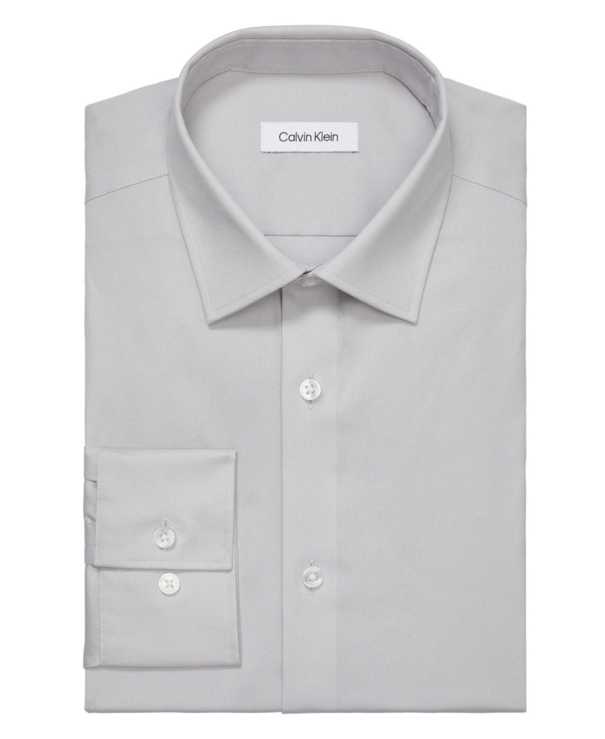 Calvin Klein Dress Shirt Mens Light Green Regular Fit Collared Mac31 In Gray