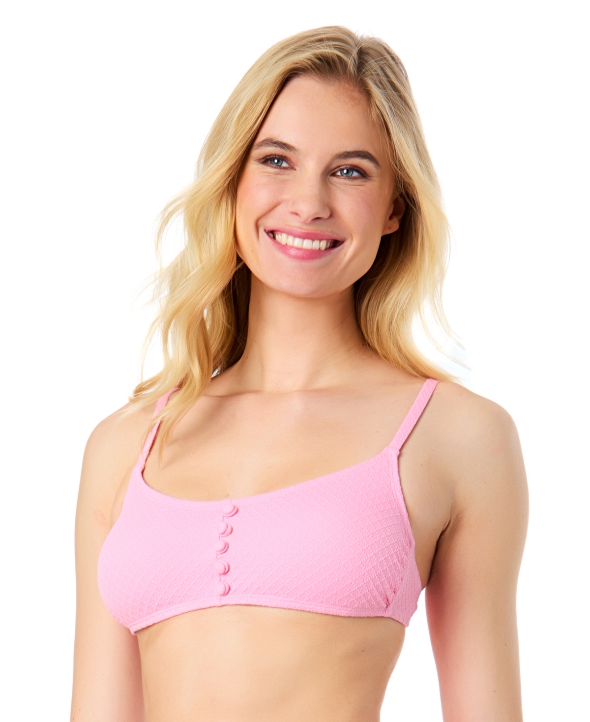 Cece Women's La Vie A La Mer Textured Button-front Bikini Top