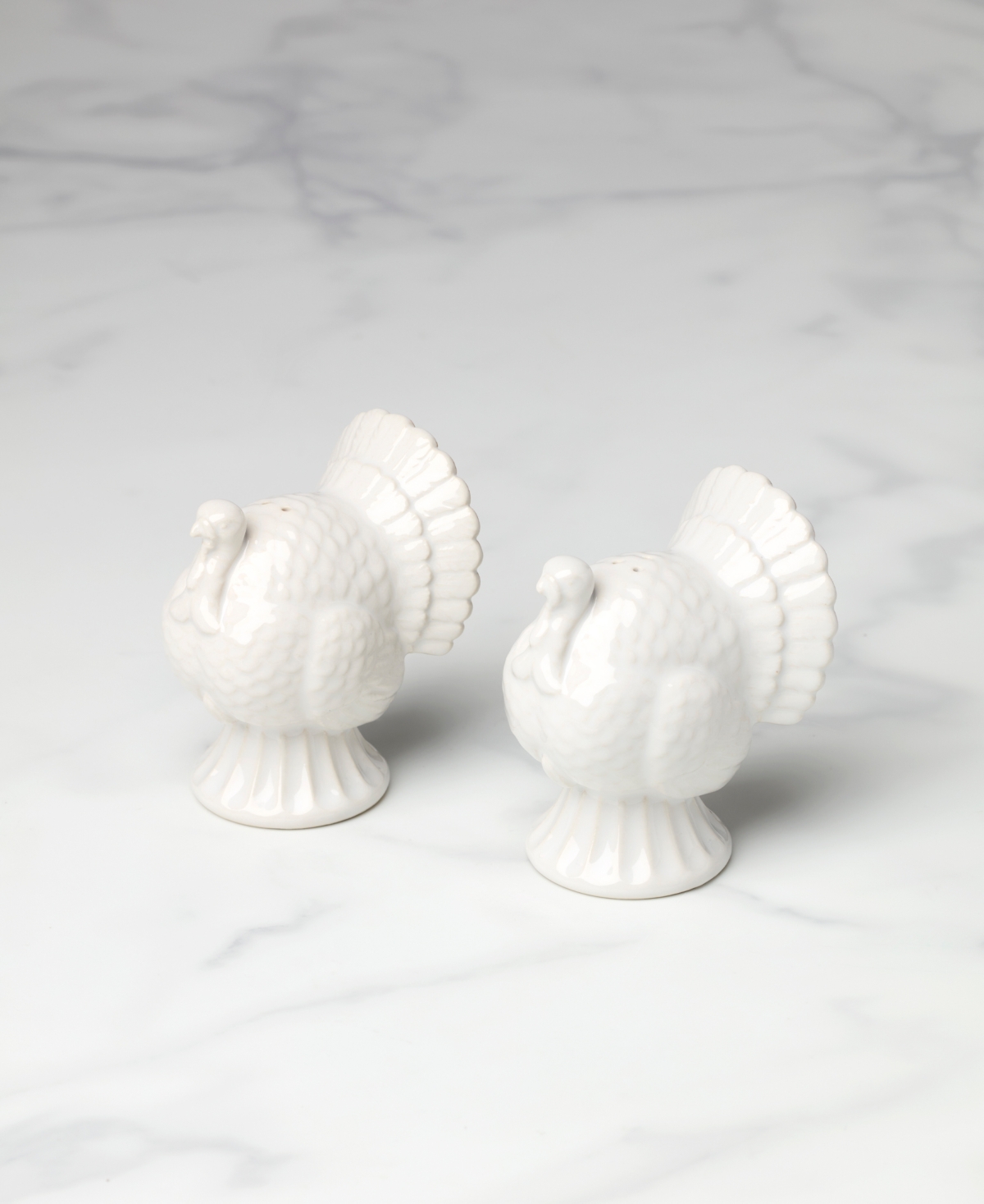 Lenox French Perle Carved Turkey Salt & Pepper Set In White