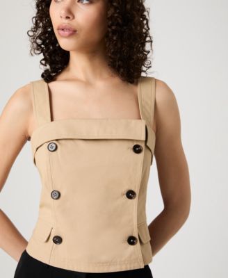 Women's Lightweight Cotton Sleeveless Trench Top
