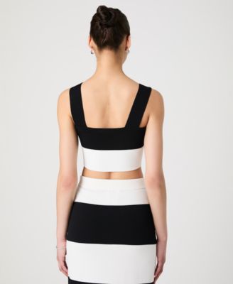 Women's Sleeveless Bodycon Colorblock Knit Top