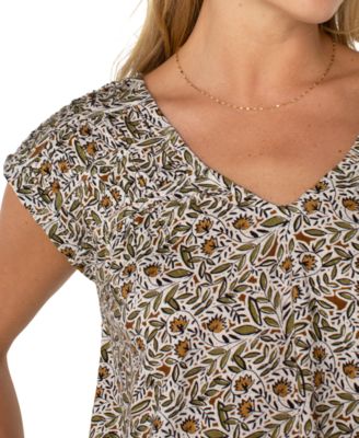 Petite Printed Tie-Back Dolman-Sleeve Top