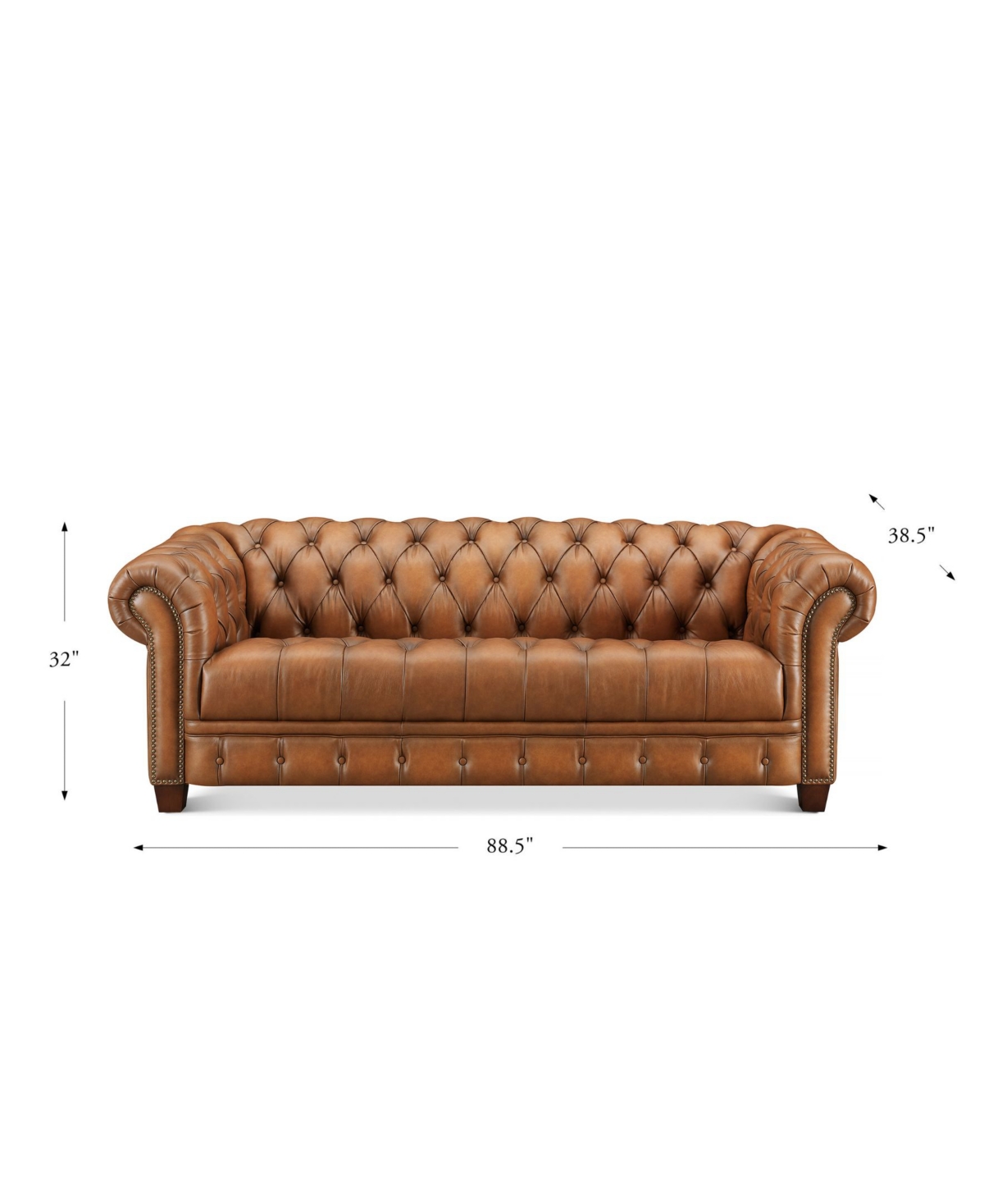 Hydeline York 89" Top Grain Leather Sofa